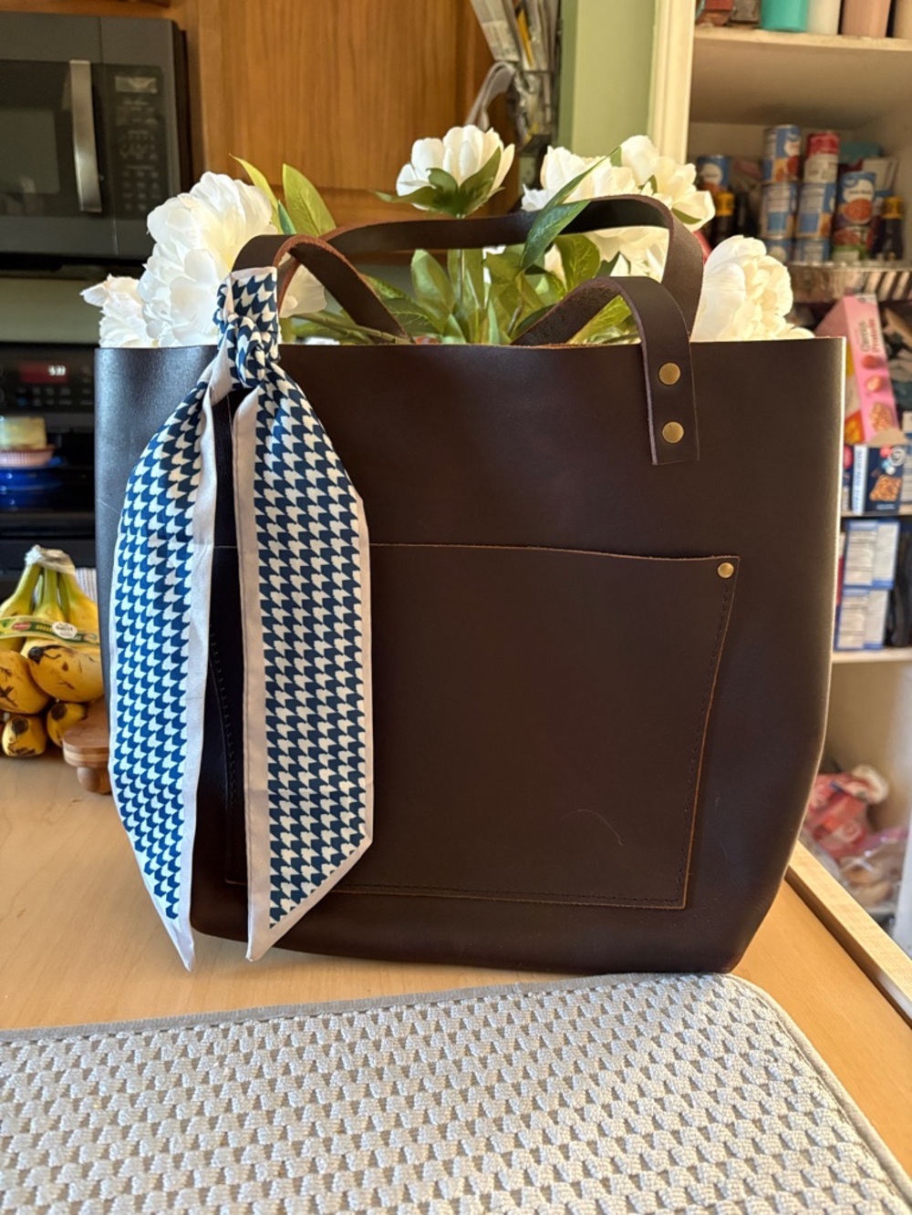 Elegant Brown Leather Tote Bag